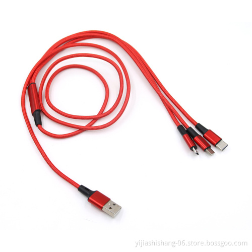 mobile phone charger cable 3 in 1 usb cable charging cord for iphone type c android cable